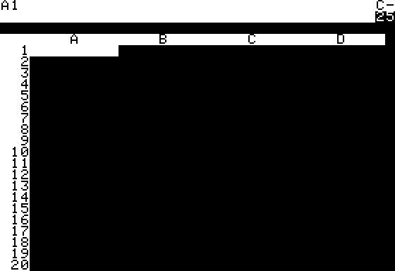 VisiCalc 1979 — emulated screenshot of the spreadsheet grid